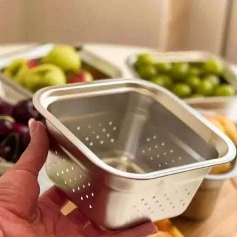 سبد تفاله گیر سینک مربعی کوچک استیل ضد زنگ